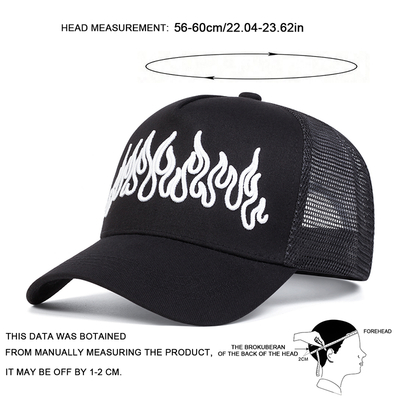 Flame Street Style Adjustable Hip Hop Hat Embroidered Snapback Curve Brim Trucker Mesh Sports Cap