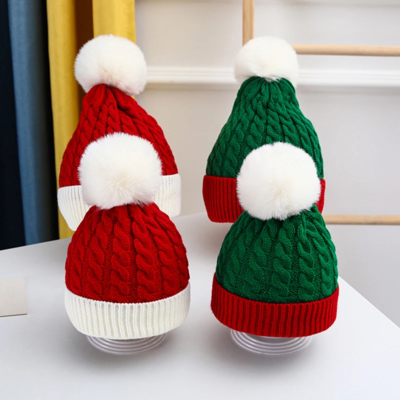 Custom Knitted Christmas Beanie Winter Hat for Women Men, Kids Adults Santa Xmas Hat for Christmas Holiday Party