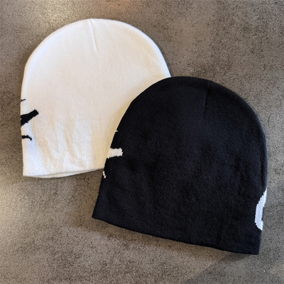 New Niche Knitted Hat Women's Autumn and Winter Warm Pullover Cold Hat Street Photograph Concave Shape Wool Hat Trendy