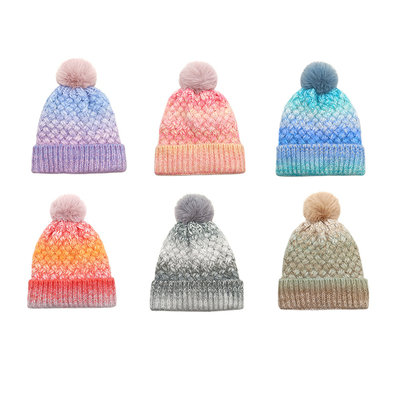 Custom Beanie with Pom Pom Soft Tie Dye Knitted Winter Cap Hat Manufacturer