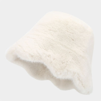 Wholesale Hot Luxury Women Hat Fur Winter Fashionable Woman Bucket Hats Cold Cap Outdoor Warm Snow Fur Bucket Hat