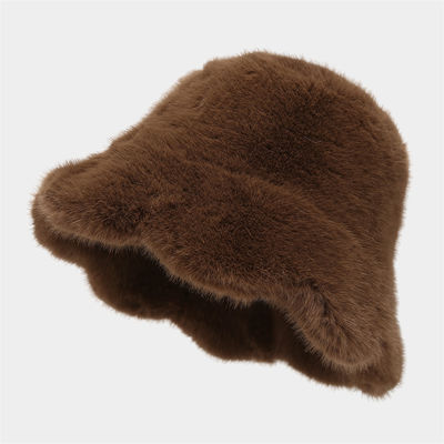 Wholesale Hot Luxury Women Hat Fur Winter Fashionable Woman Bucket Hats Cold Cap Outdoor Warm Snow Fur Bucket Hat