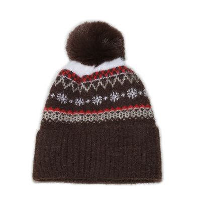 Autumn Winter Woolen Hat Hugger Toque Cap Stocking Head Watch Bohemian Geometric Knitted Fleece Thickened