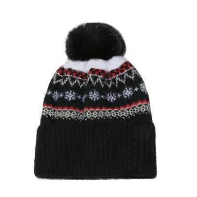 Autumn Winter Woolen Hat Hugger Toque Cap Stocking Head Watch Bohemian Geometric Knitted Fleece Thickened