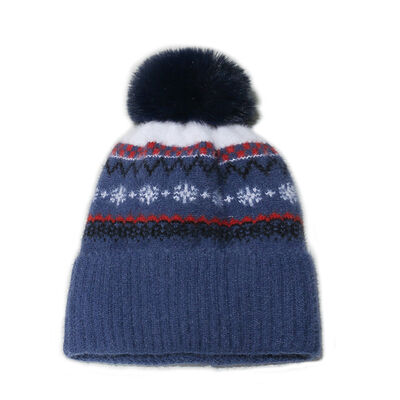 Autumn Winter Woolen Hat Hugger Toque Cap Stocking Head Watch Bohemian Geometric Knitted Fleece Thickened