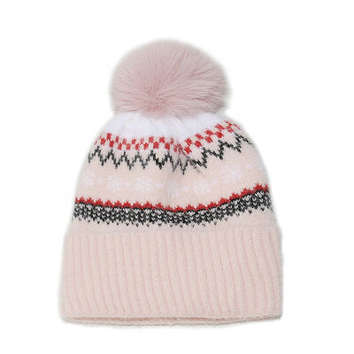 Autumn Winter Woolen Hat Hugger Toque Cap Stocking Head Watch Bohemian Geometric Knitted Fleece Thickened