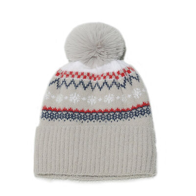 Autumn Winter Woolen Hat Hugger Toque Cap Stocking Head Watch Bohemian Geometric Knitted Fleece Thickened