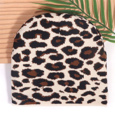 Custom Logo High Quality Men Women Acrylic Winter Hats Cap Leopard Print Pattern Knitted Slouchy Beanies