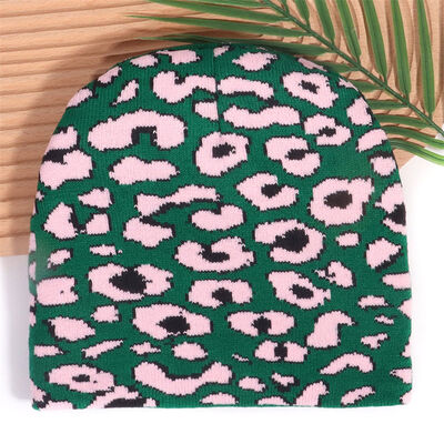 Custom Logo High Quality Men Women Acrylic Winter Hats Cap Leopard Print Pattern Knitted Slouchy Beanies