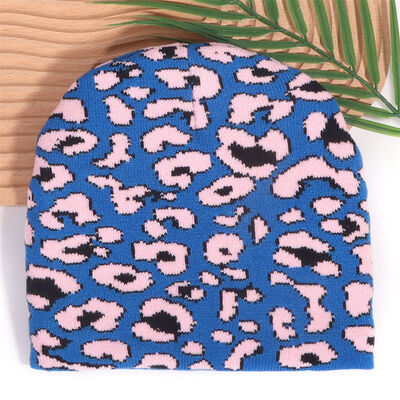 Custom Logo High Quality Men Women Acrylic Winter Hats Cap Leopard Print Pattern Knitted Slouchy Beanies