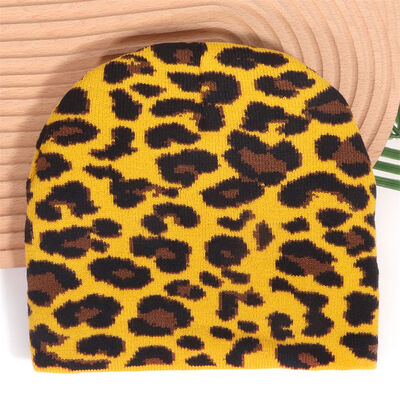 Custom Logo High Quality Men Women Acrylic Winter Hats Cap Leopard Print Pattern Knitted Slouchy Beanies