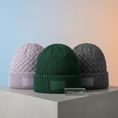 Customizable Colors Unisex Knit Beanie Hat with Adult Hat Circumference for Winter Warmth