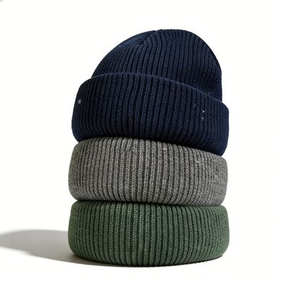 Custom Logo Knit Beanie Hats with Acrylic Material and 58cm Circumference for Winter Warmth