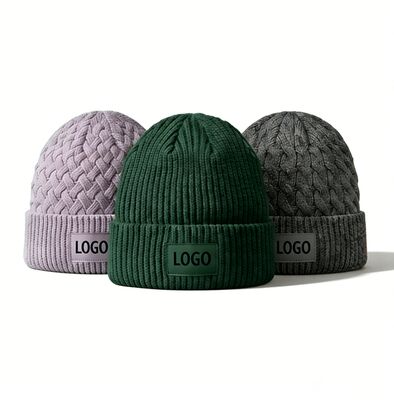 Customizable Colors Unisex Knit Beanie Hat with Adult Hat Circumference for Winter Warmth