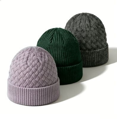 Customizable Colors Unisex Knit Beanie Hat with Adult Hat Circumference for Winter Warmth