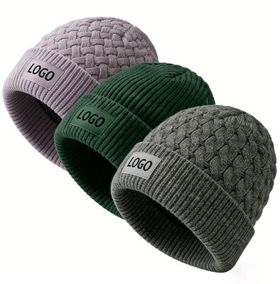 Customizable Colors Unisex Knit Beanie Hat with Adult Hat Circumference for Winter Warmth