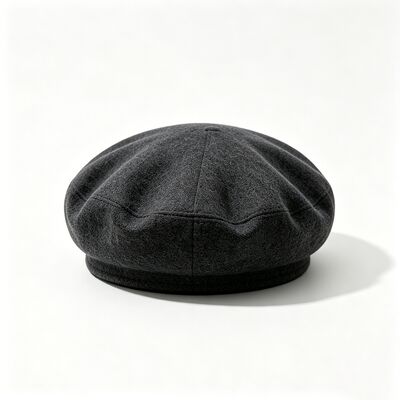 Classic Dark Gray Beret Hat with Felt Padded Beret Cap Wool Blend Fabric for Comfort and Durability Comfortable Streetwear Daily Hat