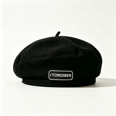 Classic Black Beret Cap with High Durability Hand Only Care Soft Wool Blend with Letter Label and All Seasons Versatility