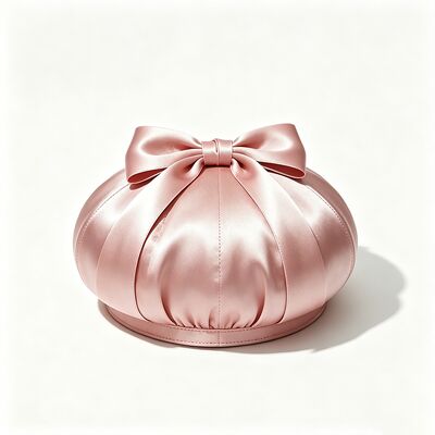 Elegant Pink Satin Beret Hat with Fabric 150 Grams Lightweight and Customized Size for and Casual Wear