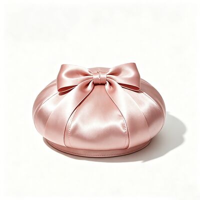 Elegant Pink Satin Beret Hat with Fabric 150 Grams Lightweight and Customized Size for and Casual Wear