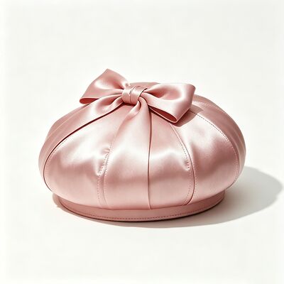 Elegant Pink Satin Beret Hat with Fabric 150 Grams Lightweight and Customized Size for and Casual Wear