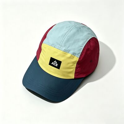 Customized camper hat with lining featuring moisture wicking technology to keep wearer comfortable during outdoor activities and work