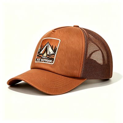 Cotton Sweatband trucker cap featuring 6 or custom eyelets durable mesh panels adjustable snapback closure perfect for outdoor activities