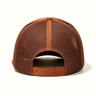Cotton Sweatband trucker cap featuring 6 or custom eyelets durable mesh panels adjustable snapback closure perfect for outdoor activities
