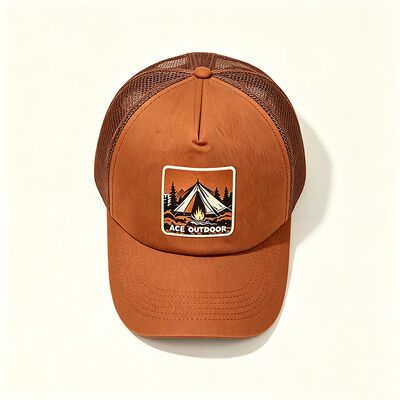 Cotton Sweatband trucker cap featuring 6 or custom eyelets durable mesh panels adjustable snapback closure perfect for outdoor activities