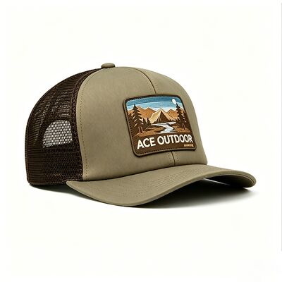 Light Olive Green trucker cap featuring a curved brim customizable colors perfect for team uniforms company branding and casual wear