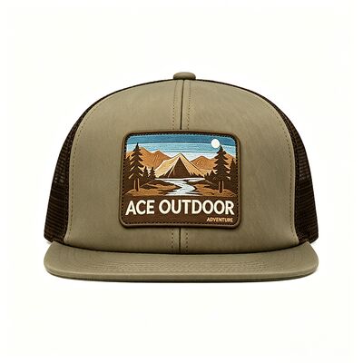 Light Olive Green trucker cap featuring a curved brim customizable colors perfect for team uniforms company branding and casual wear