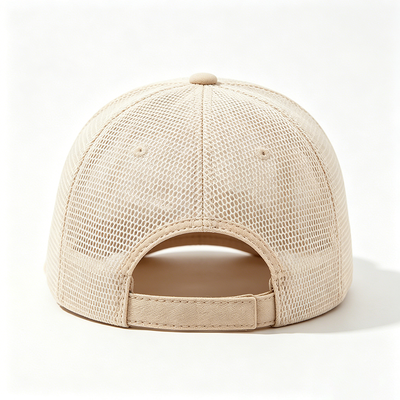 High Profile 6 Panel Baseball Cap Beige Hand Wash Care Breathable Fabric Keeps Head Cool During Physical Activities