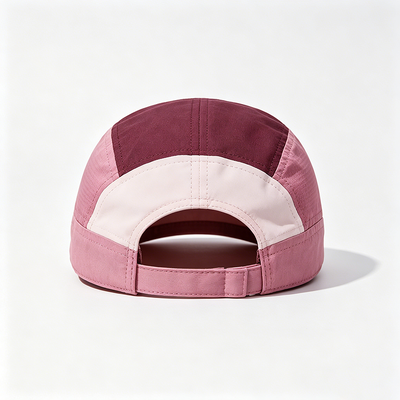 Flat Brim 5 Panel Camper Hat with Customizable Logo and Hook-and-Loop Strap for Outdoor Activities
