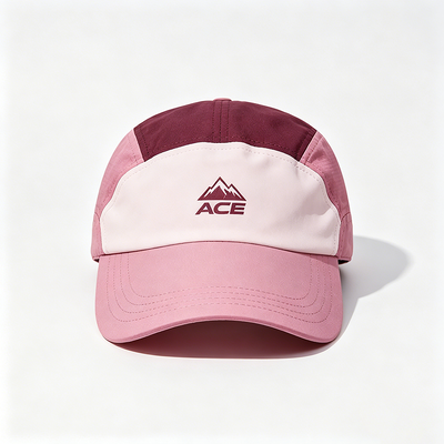 Flat Brim 5 Panel Camper Hat with Customizable Logo and Hook-and-Loop Strap for Outdoor Activities
