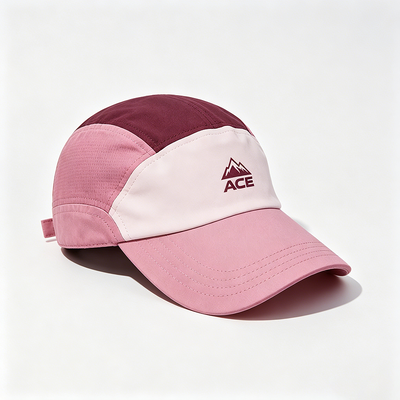 Flat Brim 5 Panel Camper Hat with Customizable Logo and Hook-and-Loop Strap for Outdoor Activities