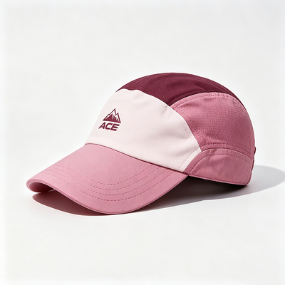 Flat Brim 5 Panel Camper Hat with Customizable Logo and Hook-and-Loop Strap for Outdoor Activities