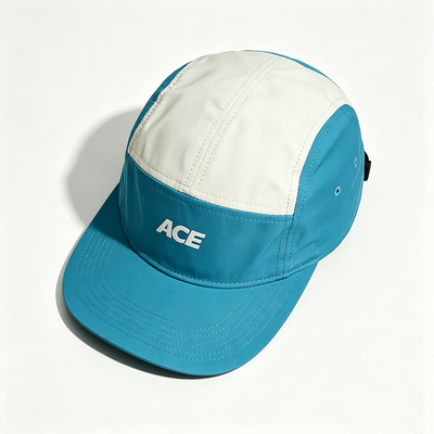 5 Panel Camper Hat with Flat Brim Sports Mesh Sweatband One Size Fits All for Outdoor Activities