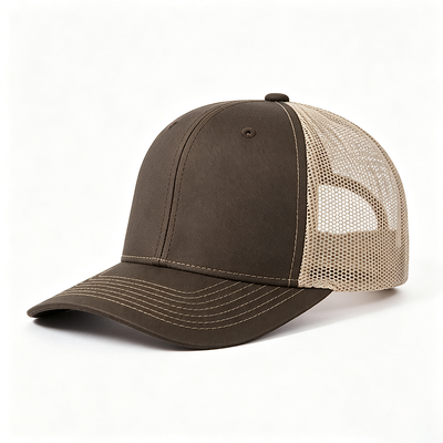 Unisex trucker cap designed with breathable mesh back adjustable snap closure and durable fabric ideal for everyday outdoor wear