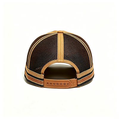 6 Panel Constructed Trucker Mesh Cap Featuring Breathable Mesh Back Adjustable Snap Closure Ideal for Events and Uniforms