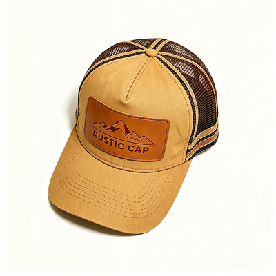 6 Panel Constructed Trucker Mesh Cap Featuring Breathable Mesh Back Adjustable Snap Closure Ideal for Events and Uniforms