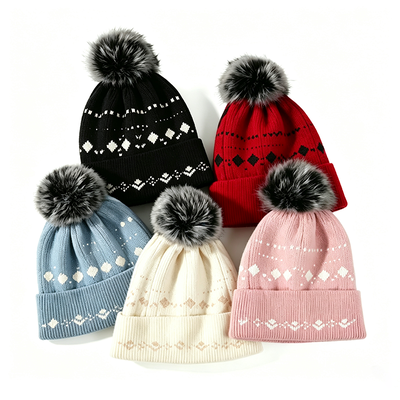 OEM Knit Beanie Hats featuring Acrylic materials designed for Winter season warmth and cozy fit