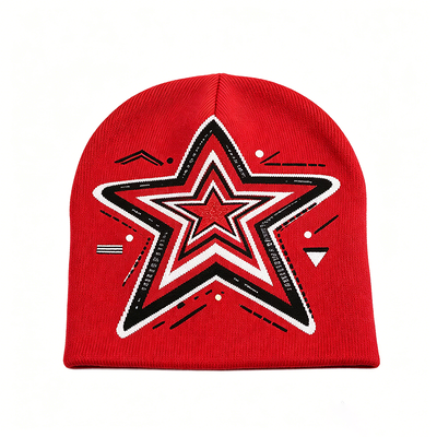 Star Print Adult Beanie Soft Cozy Warm Knit Cap Great for Winter Outdoor Activities and Daily Casual Outfits