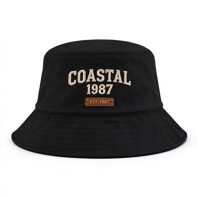 Fleece Lined Polyester Cotton Bucket Hat Embroidered Vintage Fisherman Hat Warm Autumn Winter Hat