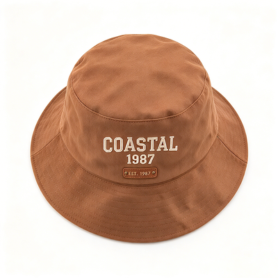 Fleece Lined Polyester Cotton Bucket Hat Embroidered Vintage Fisherman Hat Warm Autumn Winter Hat