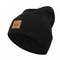 Comfortable Plain Knit Beanie Hats With Leather Patch Customized Size / Color