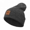 Comfortable Plain Knit Beanie Hats With Leather Patch Customized Size / Color