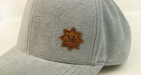 Bsci Polyester Plush 6 Panel Baseball Cap With Leather Patch Custom Logo