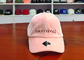 Velvet Fabric Pink 6 Panel Baseball caps With Embroidery Logo / Curve Bill Hats
