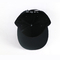 Plastic Buckle Black Flat Brim Snapback Hats 3D Embroidery Letter Logo