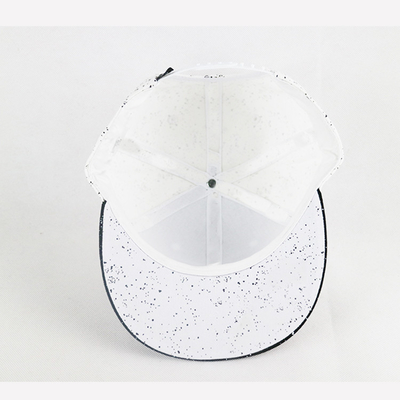 Fashion White Flat Bill 5 Panel Spots Cap Customized 3D Rubber Logo Hip Hop Cap For Man